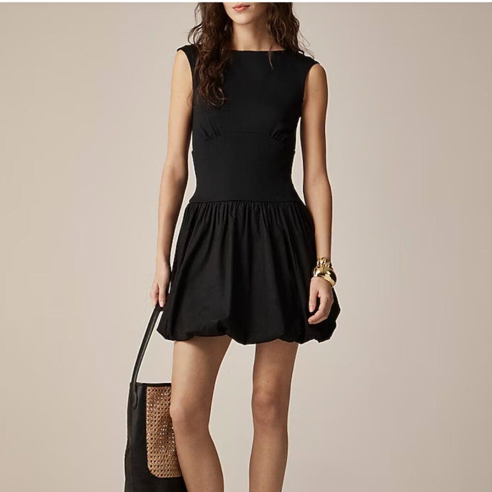 J Crew Bubble-Hem Mixy Dress -‎ Sculpted Waist | Chic & Playful - Size S - NWT